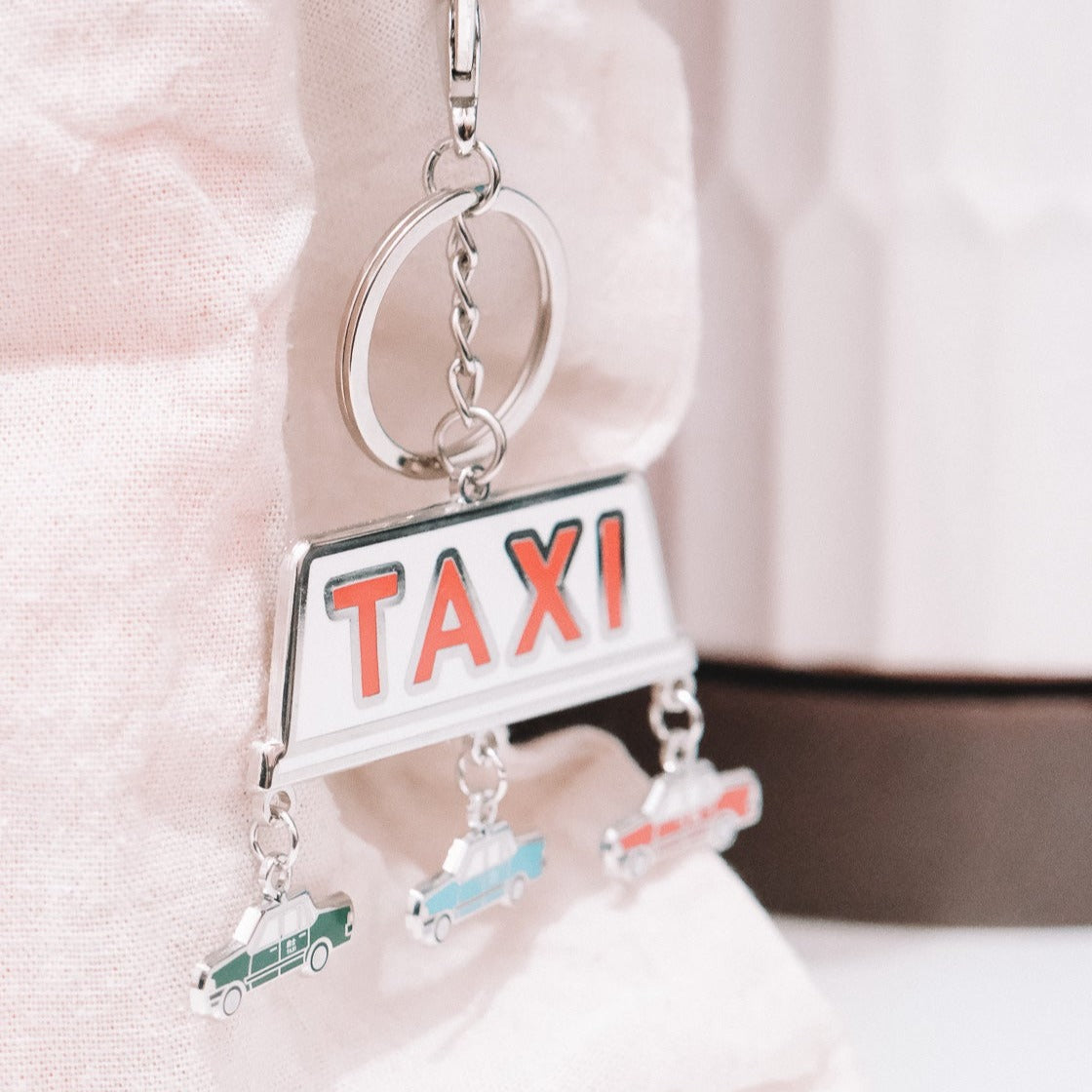 Taxi Enamel Keychain