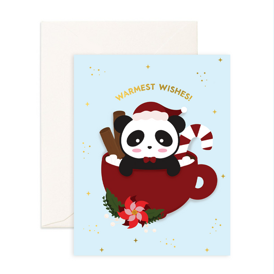 Warmest Wishes Panda - Christmas Greeting Card