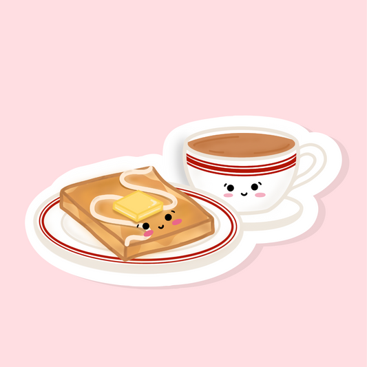 Milk Tea with Toast - Glitter Vinyl Sticker